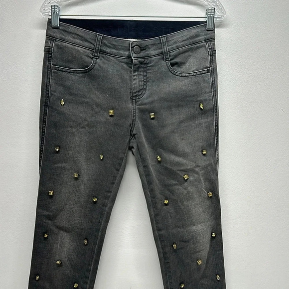 Stella McCartney Jeans Skinny Denim Embellished Rhinestone Jeweled Gray Size 27 - Picture 3 of 13